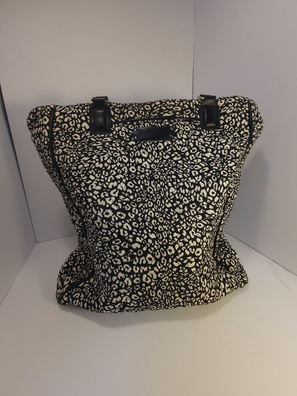 Vera Bradley Black White Leopard Animal Print Tote Bag